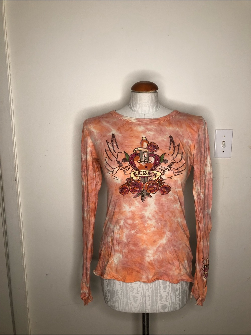 Y2k vintage Rebel Graphic Tie-Dye Long Sleeve Tee - Picture 3 of 3